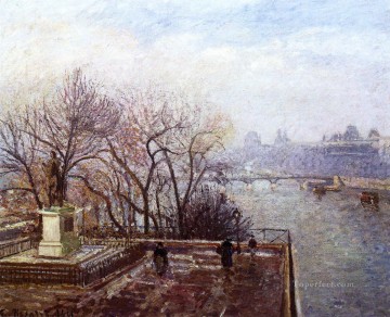 La niebla de la mañana del Louvre 1901 Camille Pissarro Pinturas al óleo